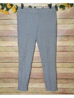 LOFT Black & White Gingham Ankle Pants Trousers Size 6 Pockets Career Stretch